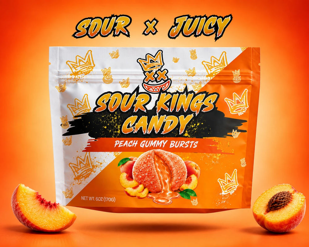 Peach Sour Kings Sour Bursts, 6 oz