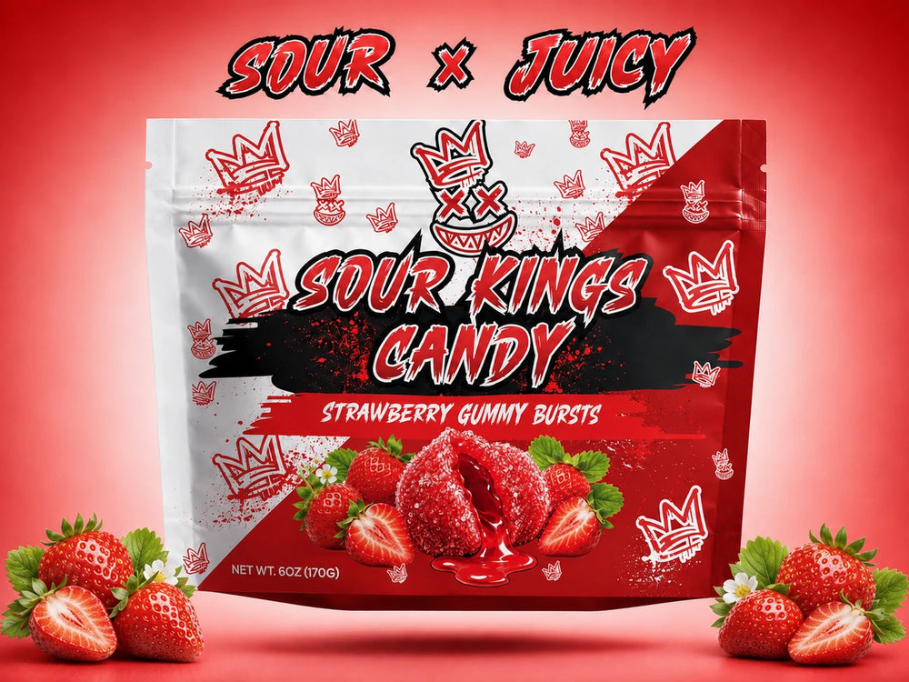 Strawberry Sour Kings Sour Bursts, 6 oz