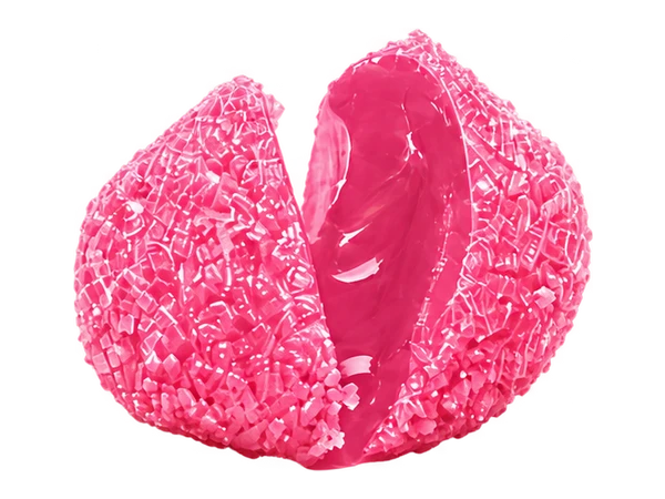 Cotton Candy candy split open to reveal its juicy center