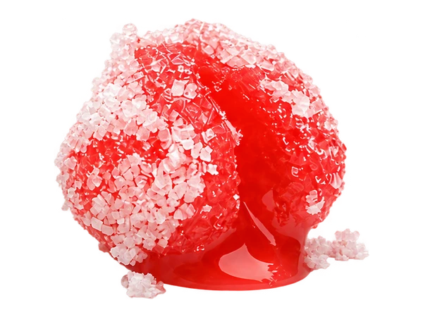 Marshmallow candy split open to reveal its juicy center