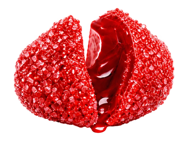 Strawberry Kiwi candy split open to reveal its juicy center
